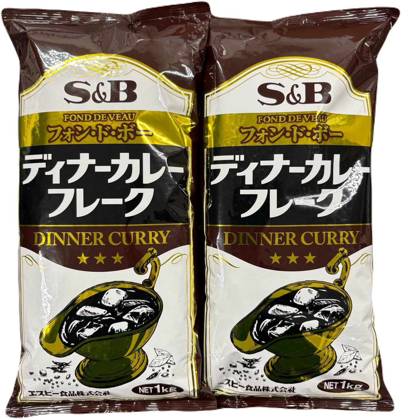S&B ディナーカレーフレーク, 1kg×2袋, 業務用カレー粉