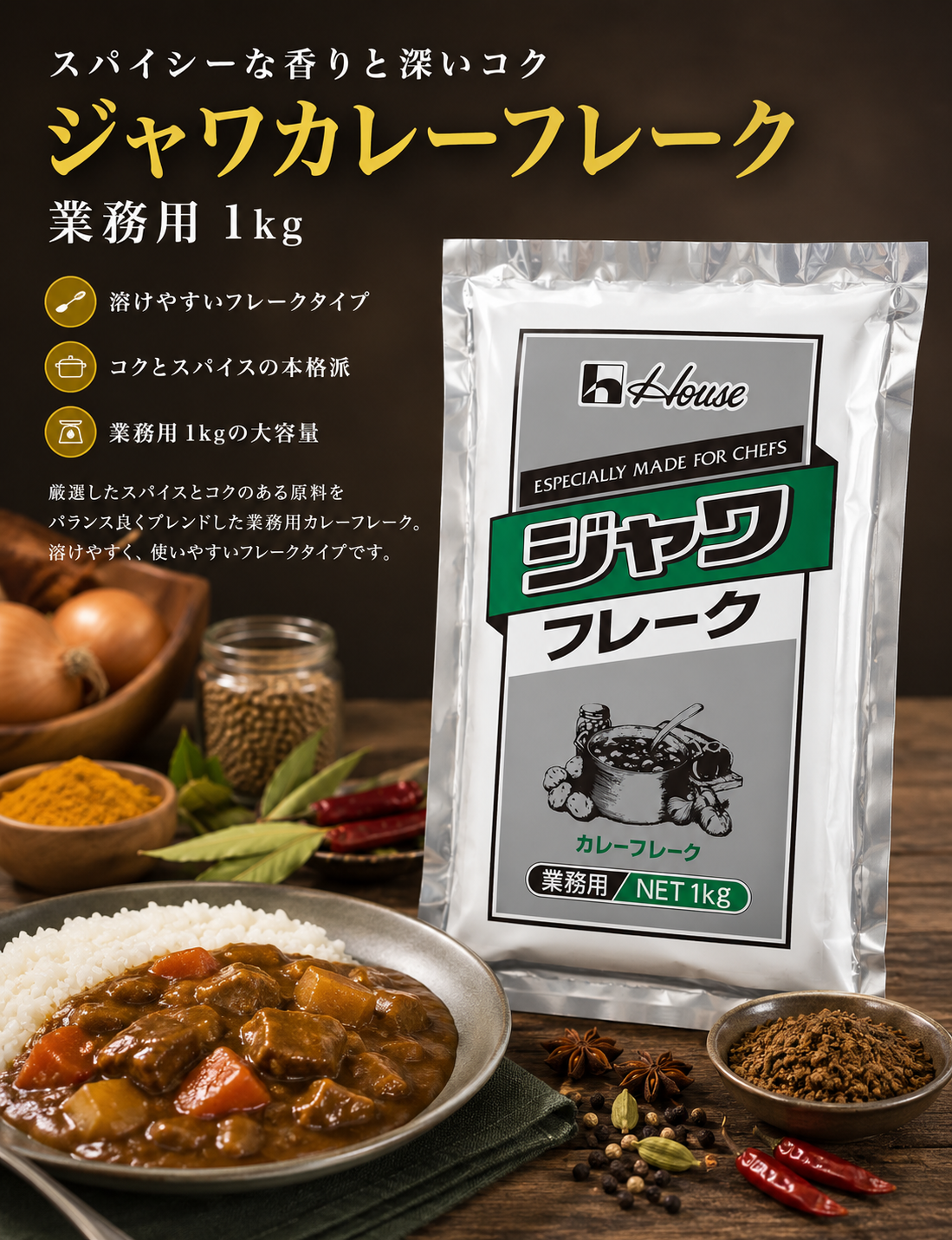 ハウス【ジャワカレーフレーク】（常温）/1kg