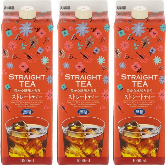 ストレート・ティー無糖≪1,000ml×3本≫ (リキットタイプ)