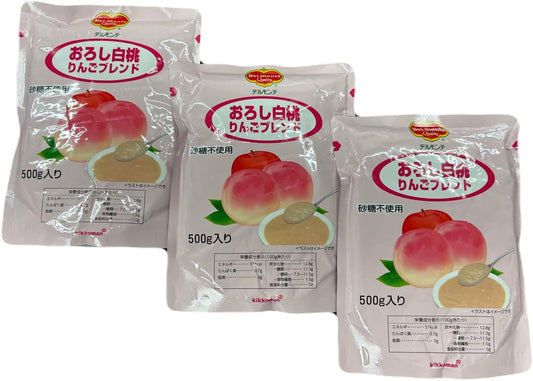 デルモンテ おろし白桃りんごブレンド, 500g×3袋セット, 砂糖不使用