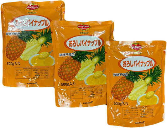 デルモンテ おろしパイナップル, 500g入り, 3袋セット, 砂糖不使用